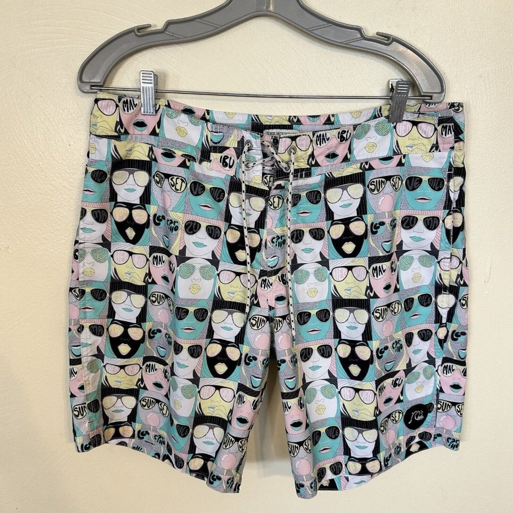 Quicksilver Arttip Mountain Wave Michael Leon Swim Suit Mens Large Graphic